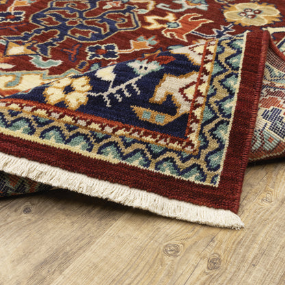 Lilihan Oriental Red/ Blue Cut Pile Rug