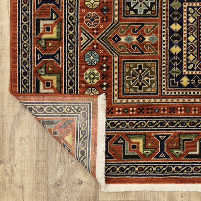 Lilihan Geometric Red/ Multi Oriental Cut Pile Rug