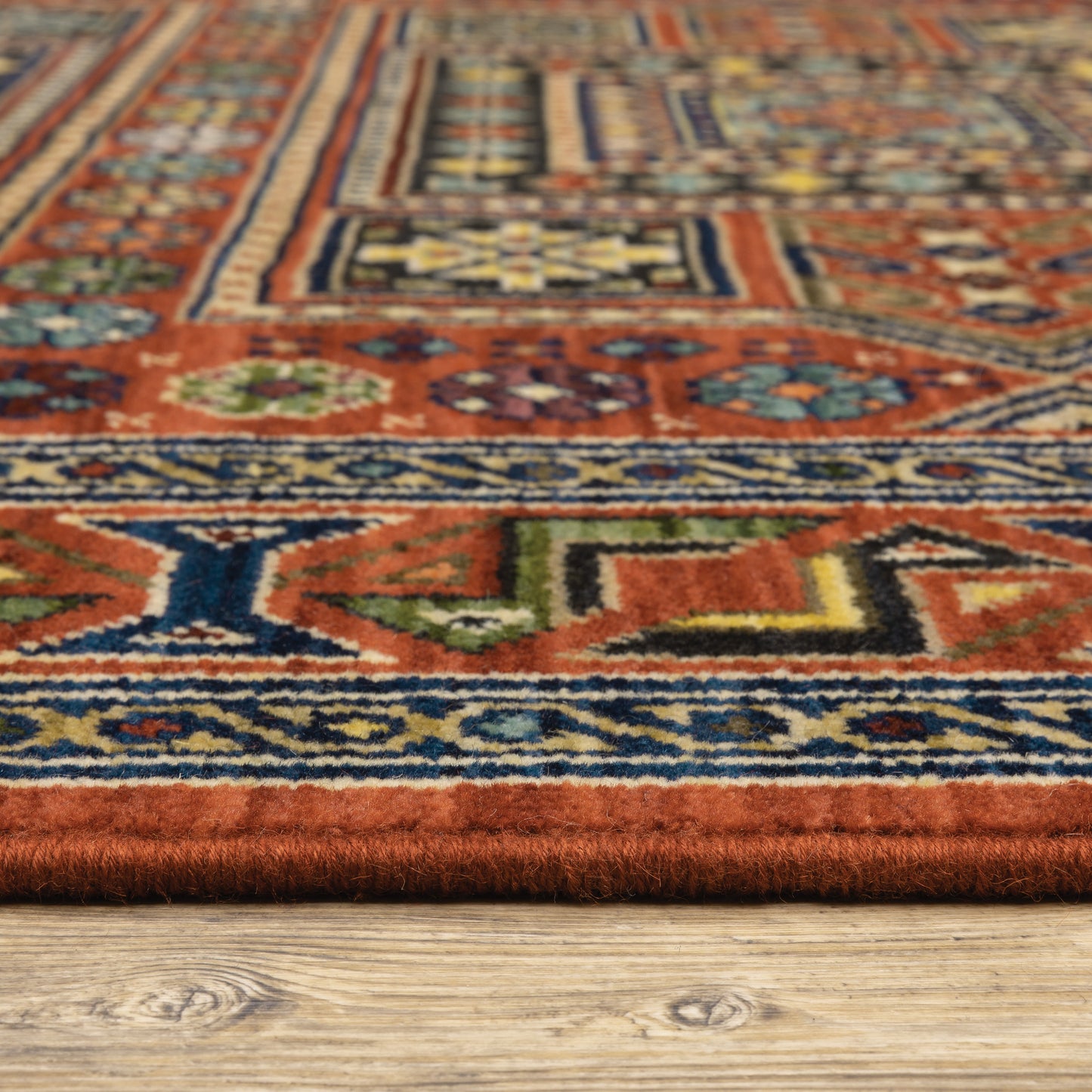 Lilihan Geometric Red/ Multi Oriental Cut Pile Rug