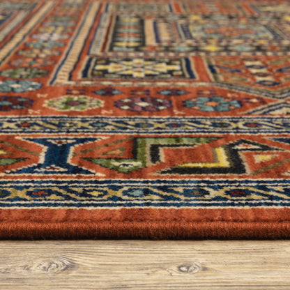 Lilihan Geometric Red/ Multi Oriental Cut Pile Rug