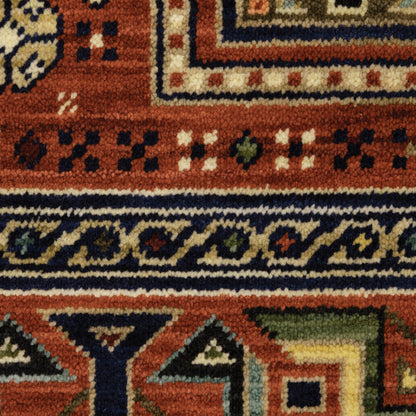 Lilihan Geometric Red/ Multi Oriental Cut Pile Rug