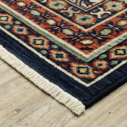 Lilihan Medallion Navy/ Multi Geometric Cut Pile Rug