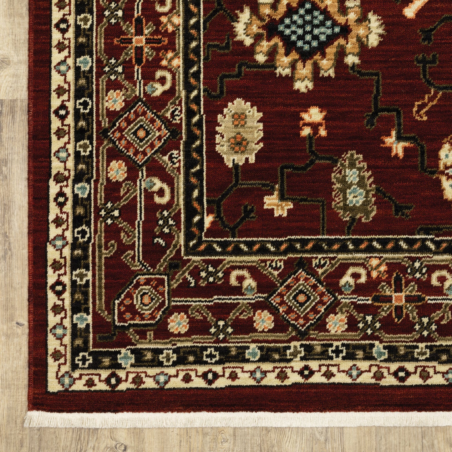 Lilihan Oriental Red/ Black Cut Pile Rug