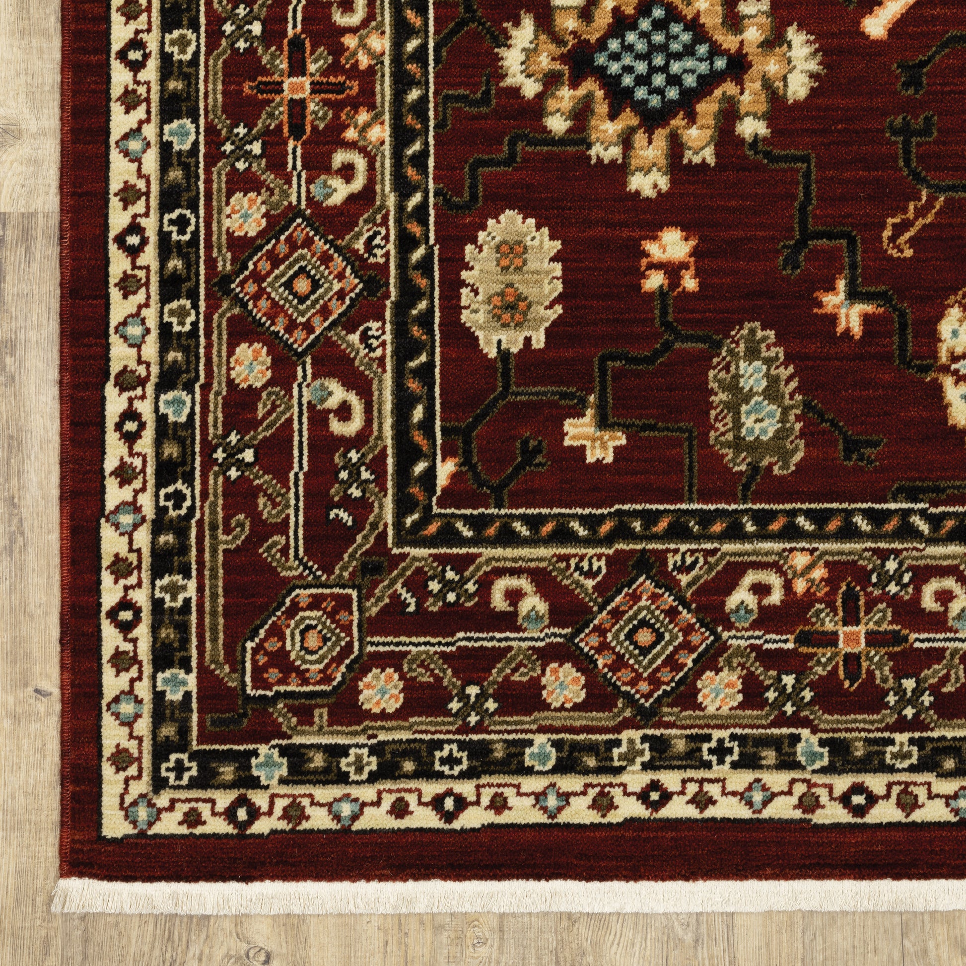 Lilihan Oriental Red/ Black Cut Pile Rug