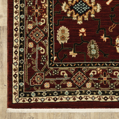 Lilihan Oriental Red/ Black Cut Pile Rug
