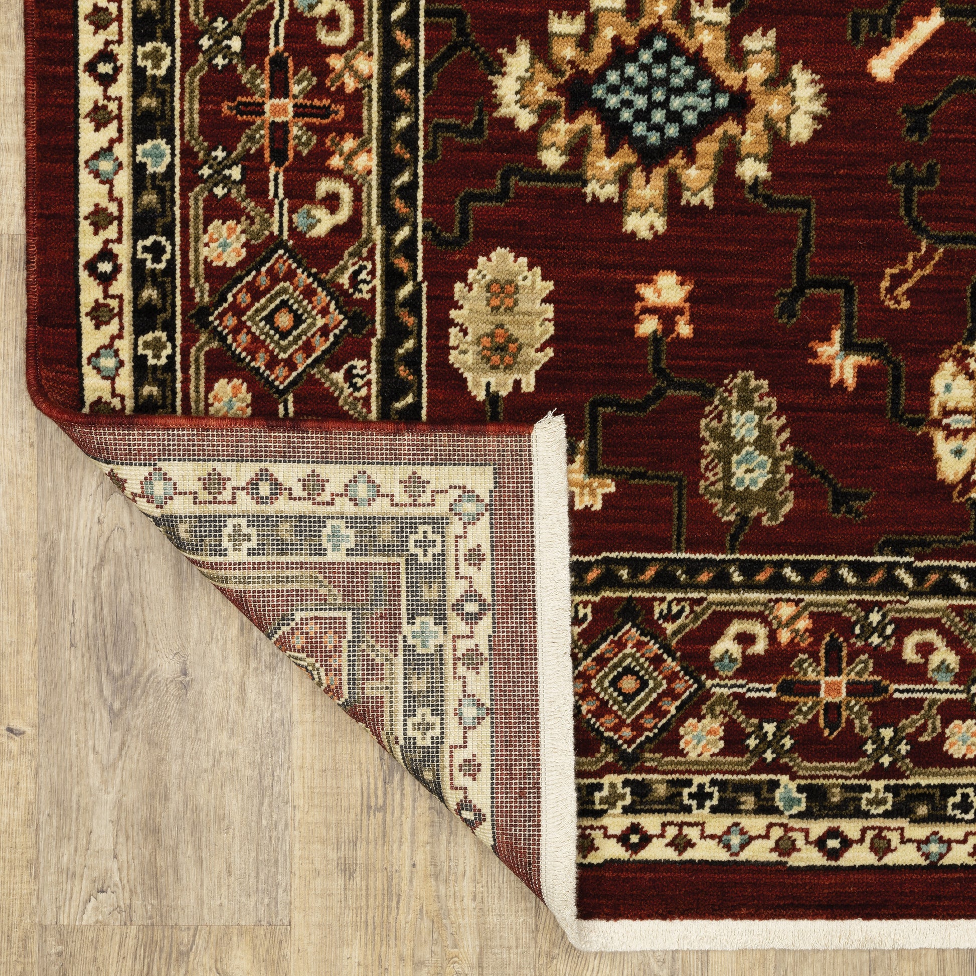 Lilihan Oriental Red/ Black Cut Pile Rug