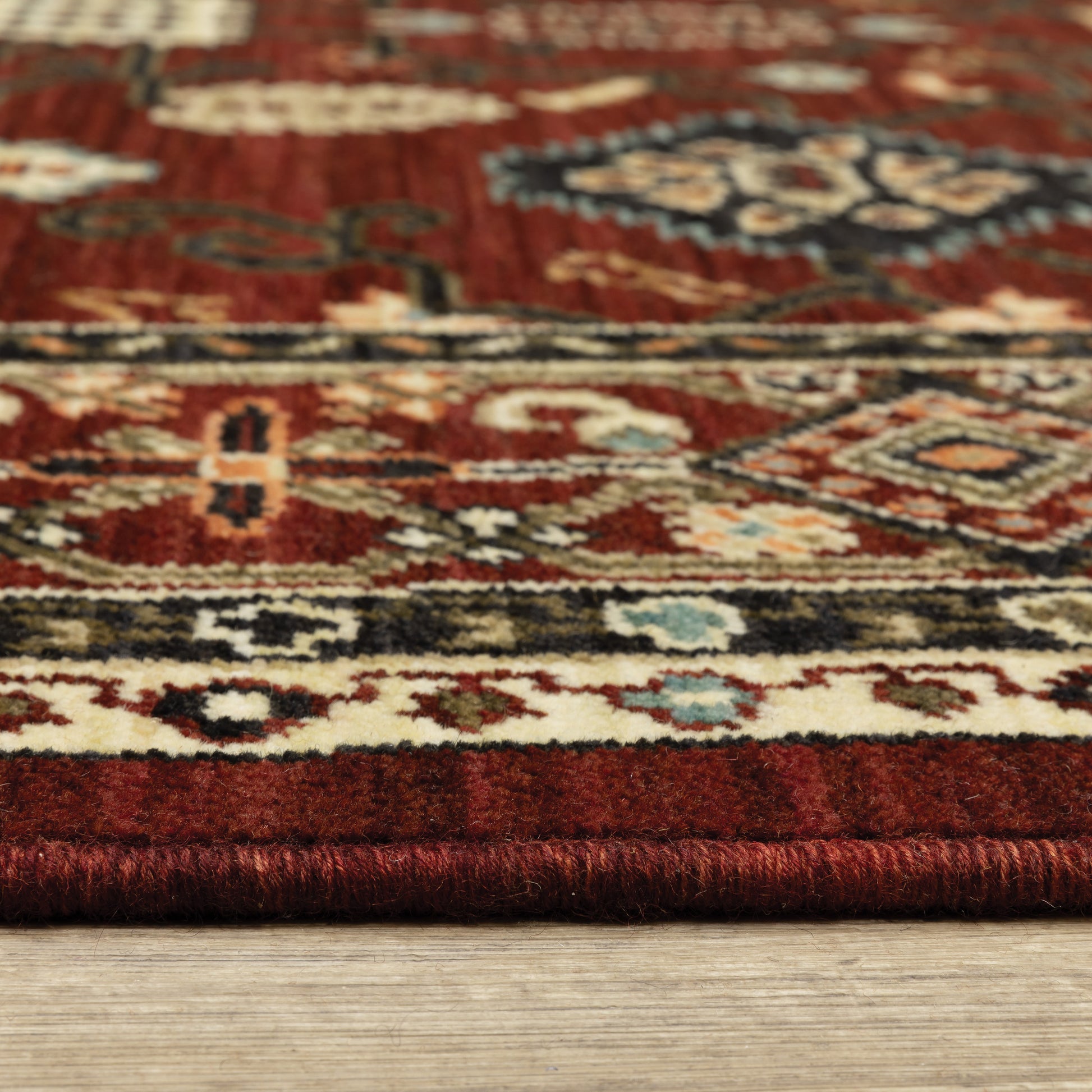 Lilihan Oriental Red/ Black Cut Pile Rug