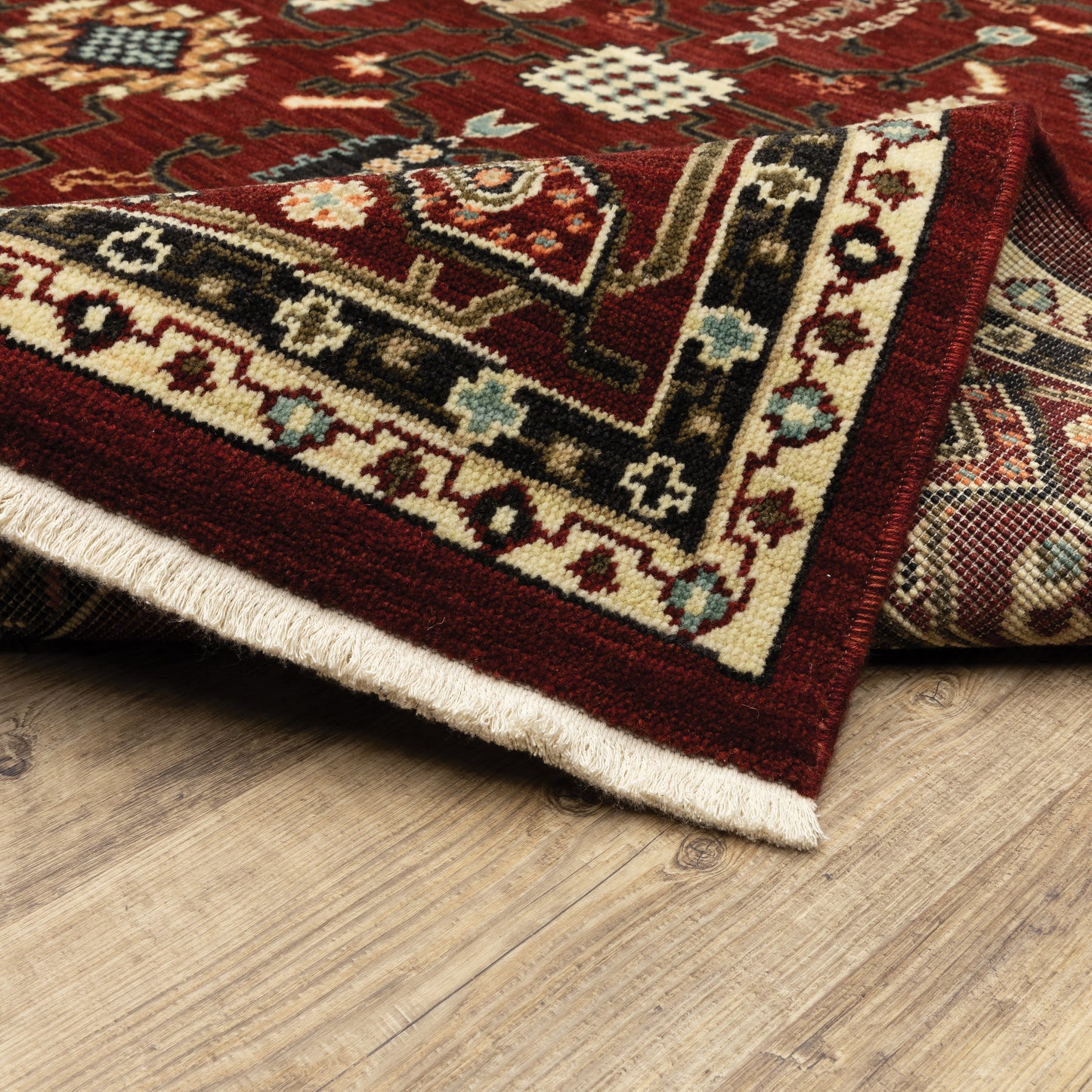 Lilihan Oriental Red/ Black Cut Pile Rug