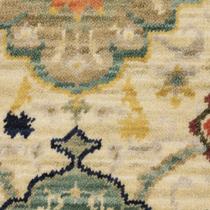 Lilihan Floral Beige/ Multi Oriental Cut Pile Rug