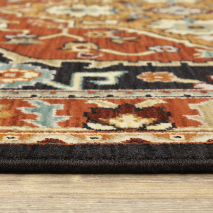 Lilihan Medallion Black/ Red Oriental Cut Pile Rug