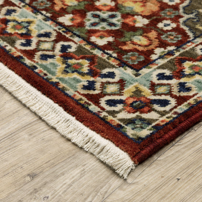 Lilihan Trefoil Red/ Multi Oriental Cut Pile Rug