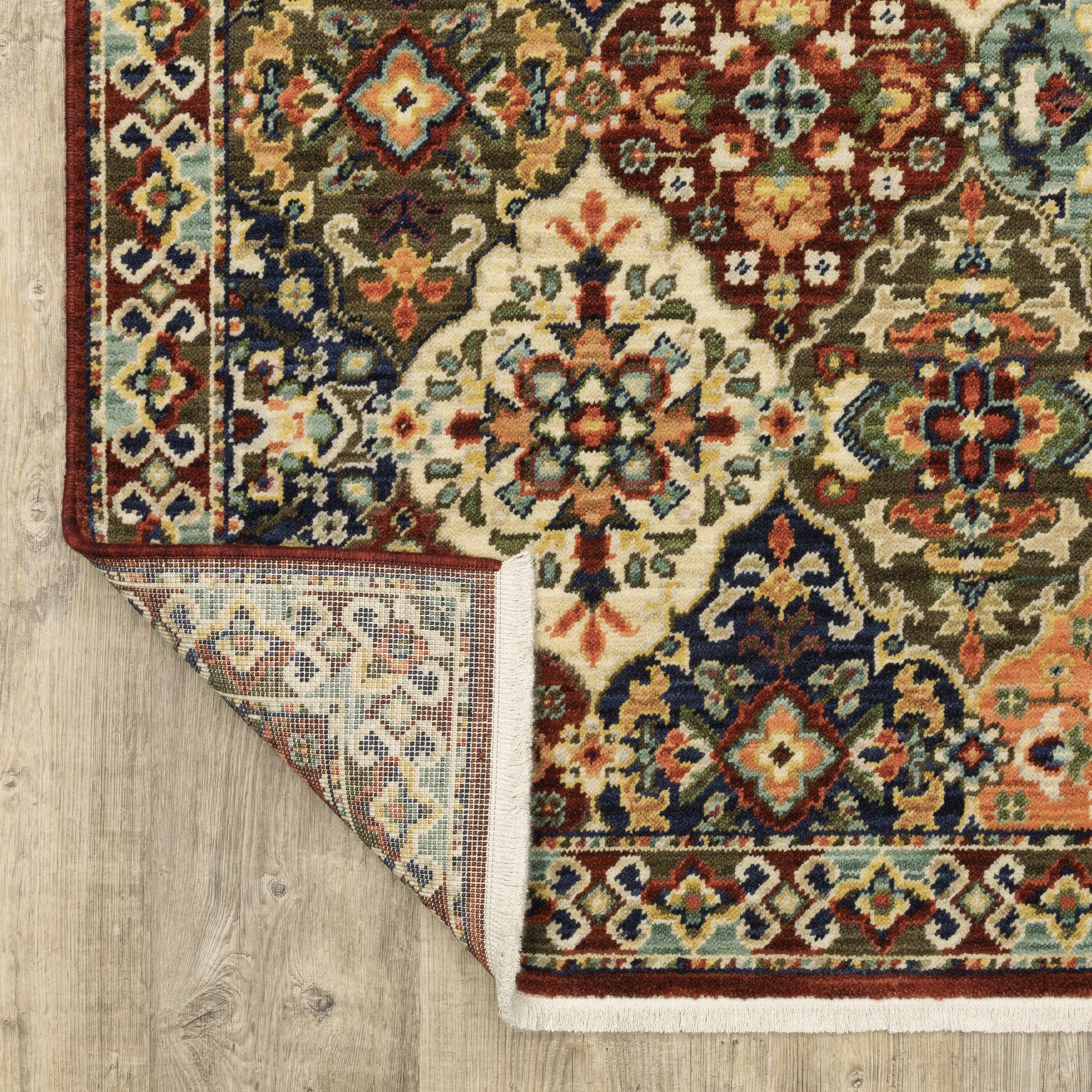 Lilihan Trefoil Red/ Multi Oriental Cut Pile Rug