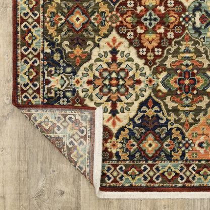 Lilihan Trefoil Red/ Multi Oriental Cut Pile Rug