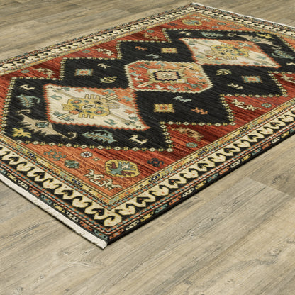Lilihan Medallion Navy/ Multi Oriental Cut Pile Rug