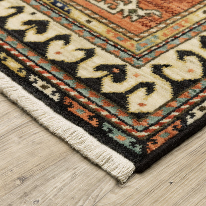 Lilihan Medallion Navy/ Multi Oriental Cut Pile Rug