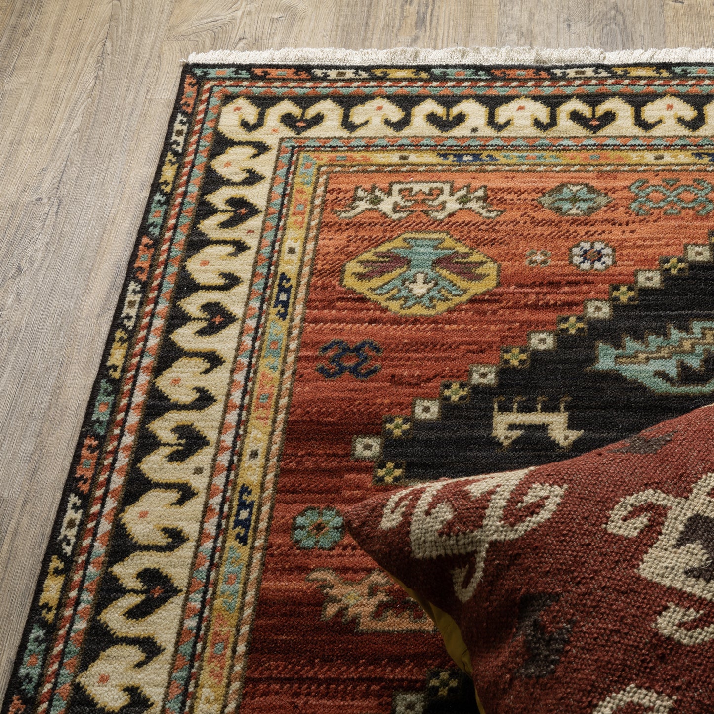 Lilihan Medallion Navy/ Multi Oriental Cut Pile Rug