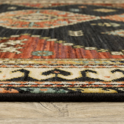 Lilihan Medallion Navy/ Multi Oriental Cut Pile Rug
