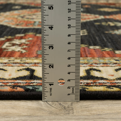 Lilihan Medallion Navy/ Multi Oriental Cut Pile Rug