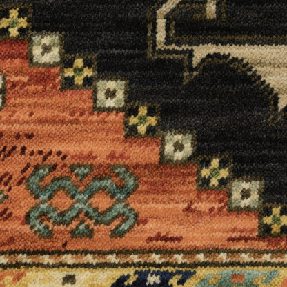 Lilihan Medallion Navy/ Multi Oriental Cut Pile Rug