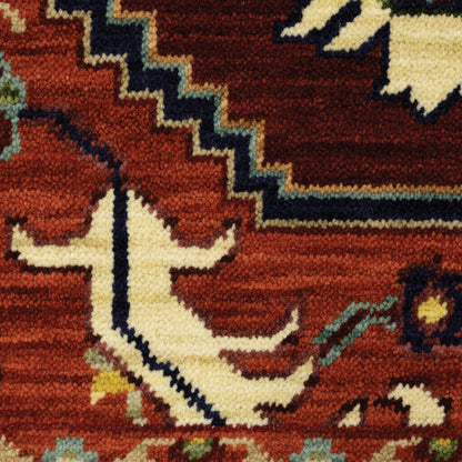 Lilihan Medallion Red/ Ivory Oriental Cut Pile Rug