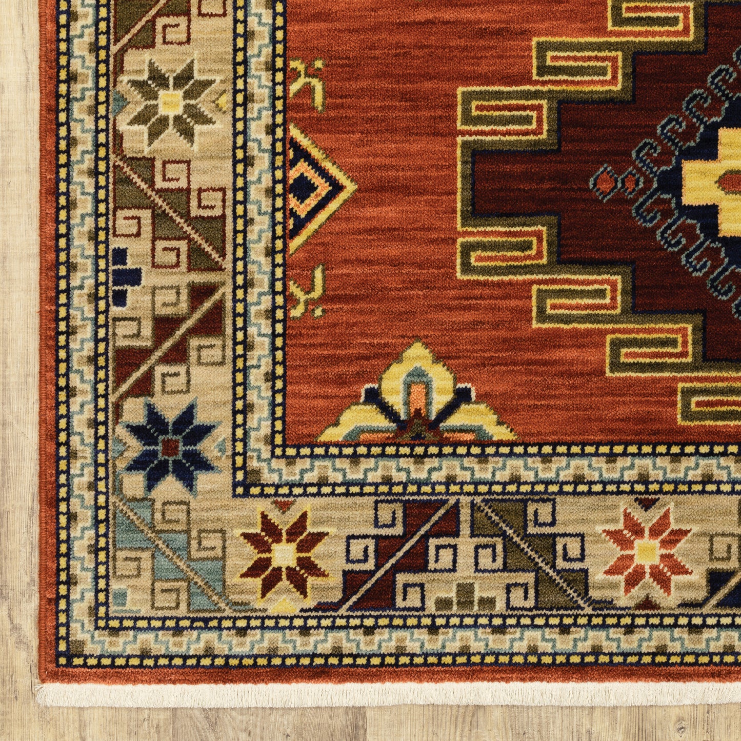 Lilihan Medallion Red/ Multi Oriental Cut Pile Rug