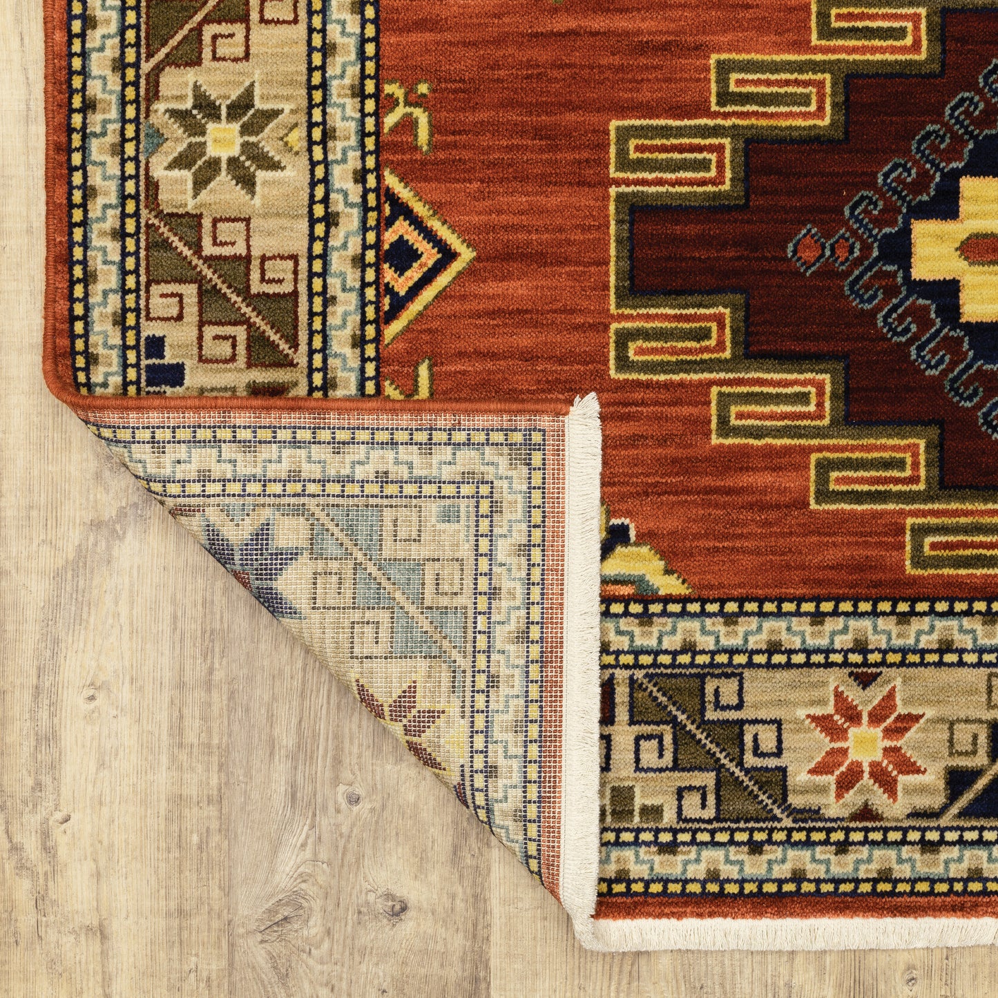 Lilihan Medallion Red/ Multi Oriental Cut Pile Rug
