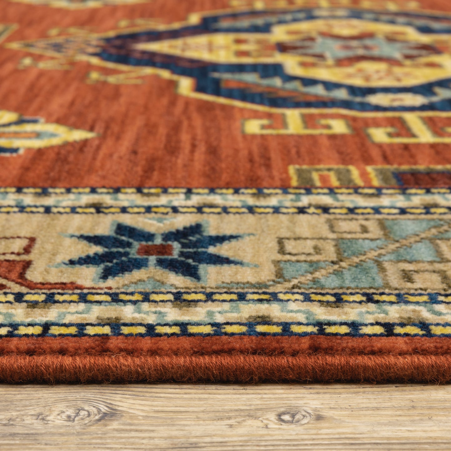 Lilihan Medallion Red/ Multi Oriental Cut Pile Rug