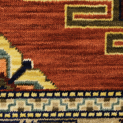 Lilihan Medallion Red/ Multi Oriental Cut Pile Rug