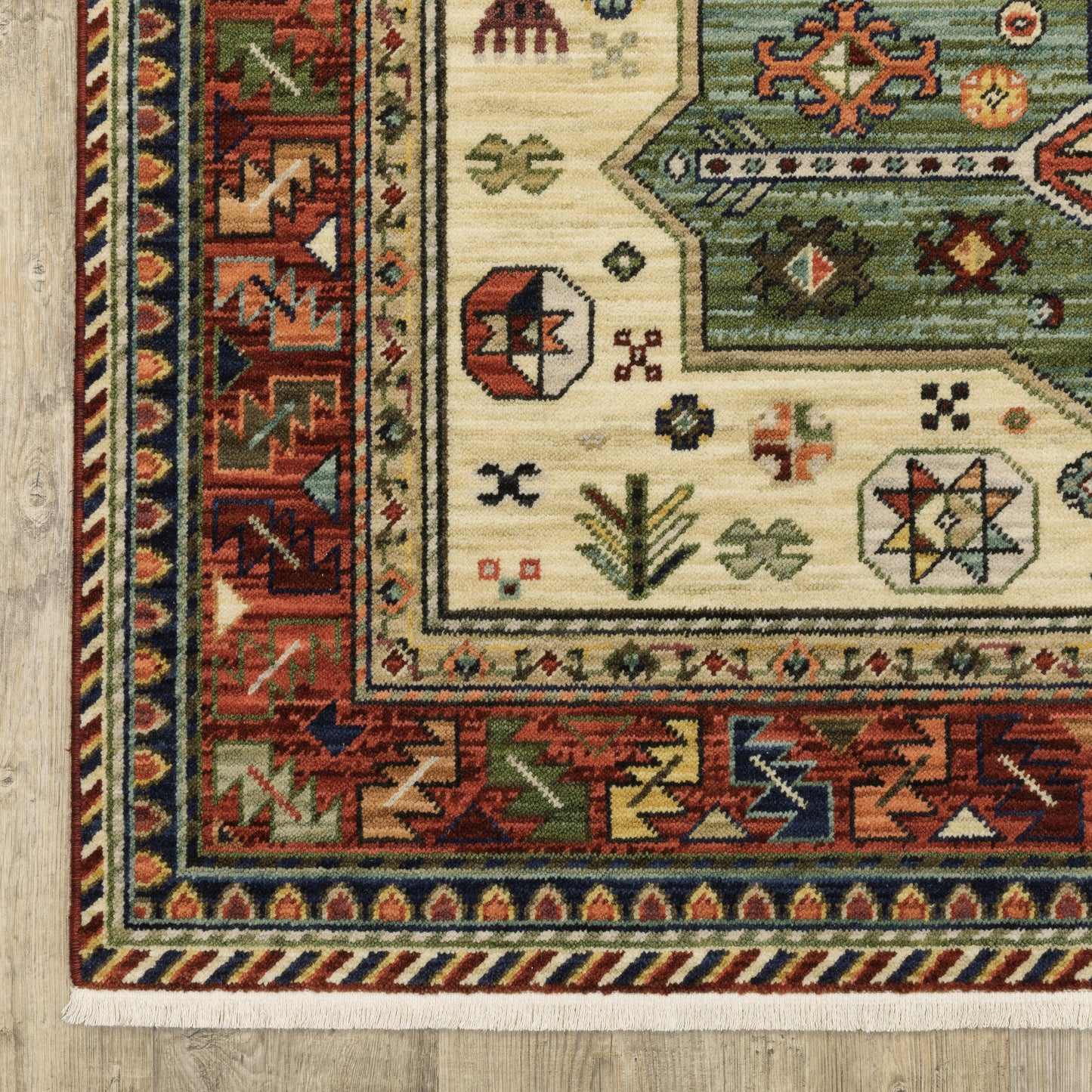 Lilihan Medallion Red/ Multi Oriental Cut Pile Rug