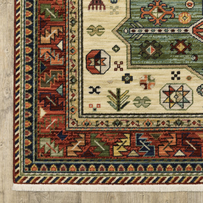 Lilihan Medallion Red/ Multi Oriental Cut Pile Rug