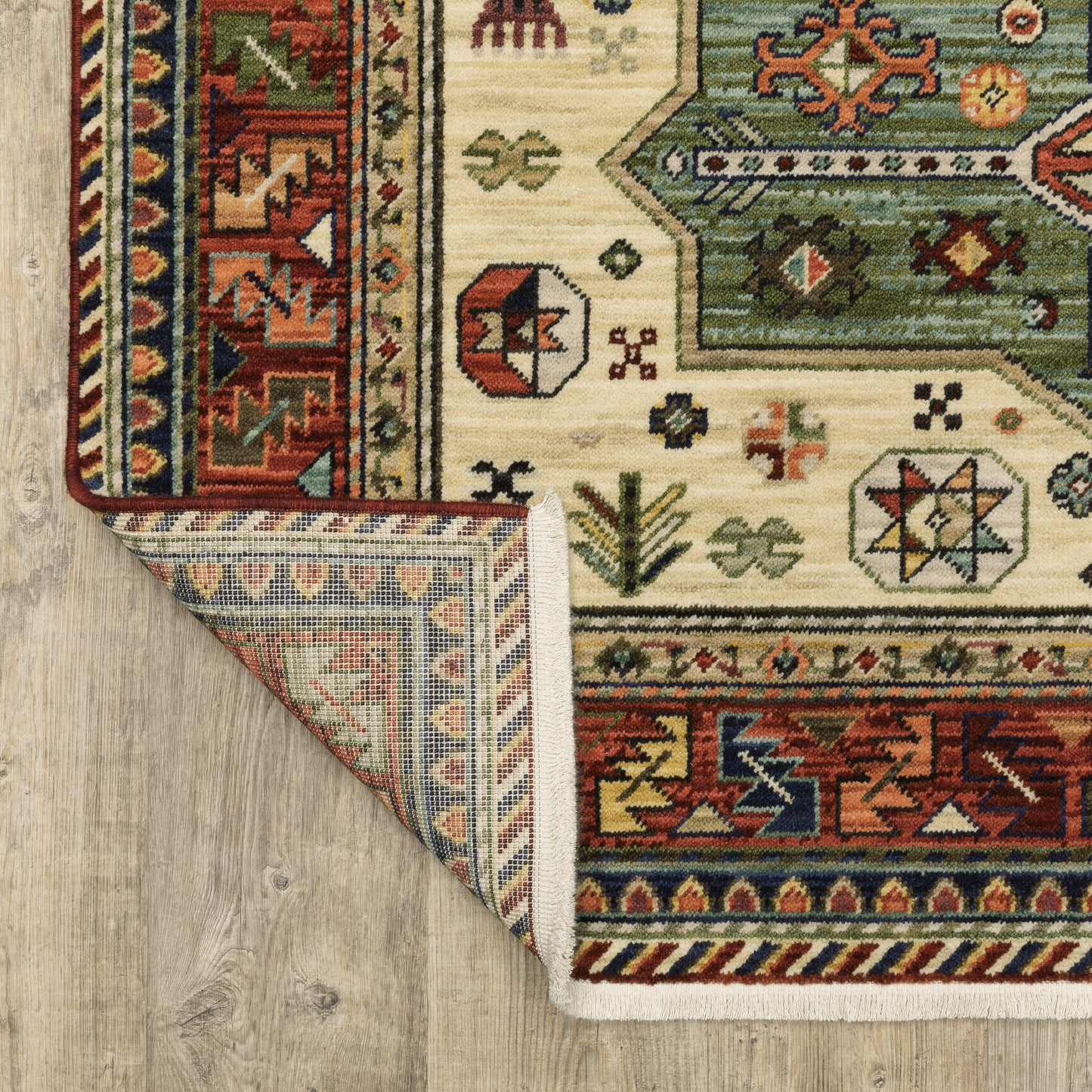 Lilihan Medallion Red/ Multi Oriental Cut Pile Rug