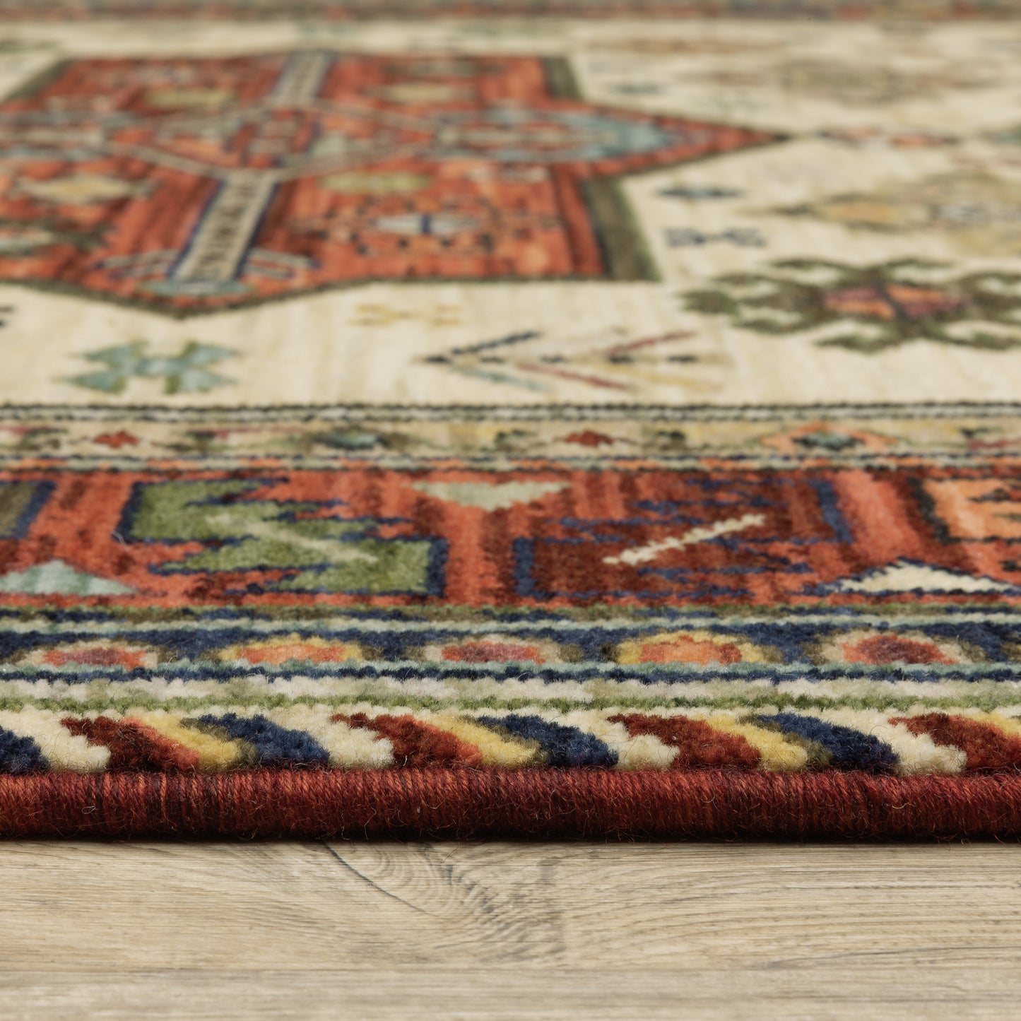 Lilihan Medallion Red/ Multi Oriental Cut Pile Rug
