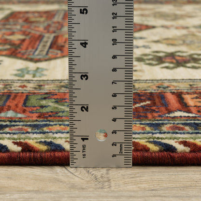 Lilihan Medallion Red/ Multi Oriental Cut Pile Rug