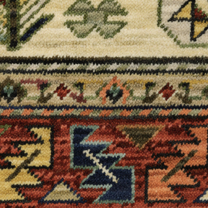Lilihan Medallion Red/ Multi Oriental Cut Pile Rug