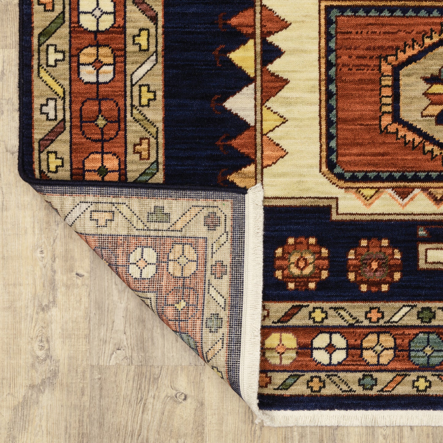 Lilihan Oriental Blue/ Red Cut Pile Rug
