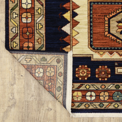 Lilihan Oriental Blue/ Red Cut Pile Rug