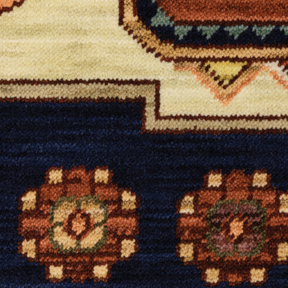 Lilihan Oriental Blue/ Red Cut Pile Rug