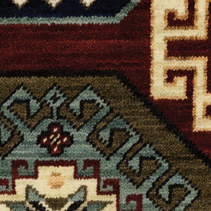 Lilihan Geometric Red/ Multi Oriental Cut Pile Rug
