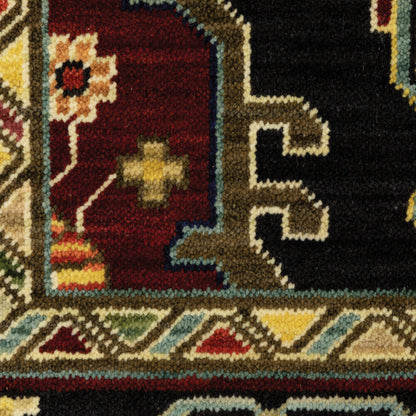 Lilihan Medallion Red/ Black Oriental Cut Pile Rug