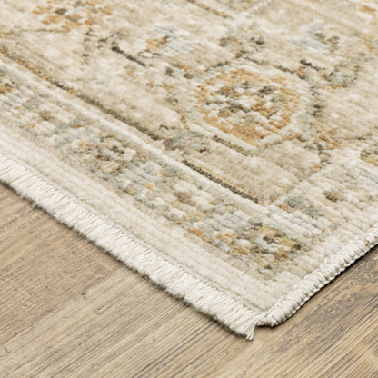 Lola Medallion Beige/ Gold Floral Cut Pile Rug