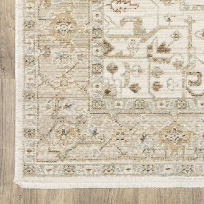 Lola Medallion Beige/ Gold Floral Cut Pile Rug