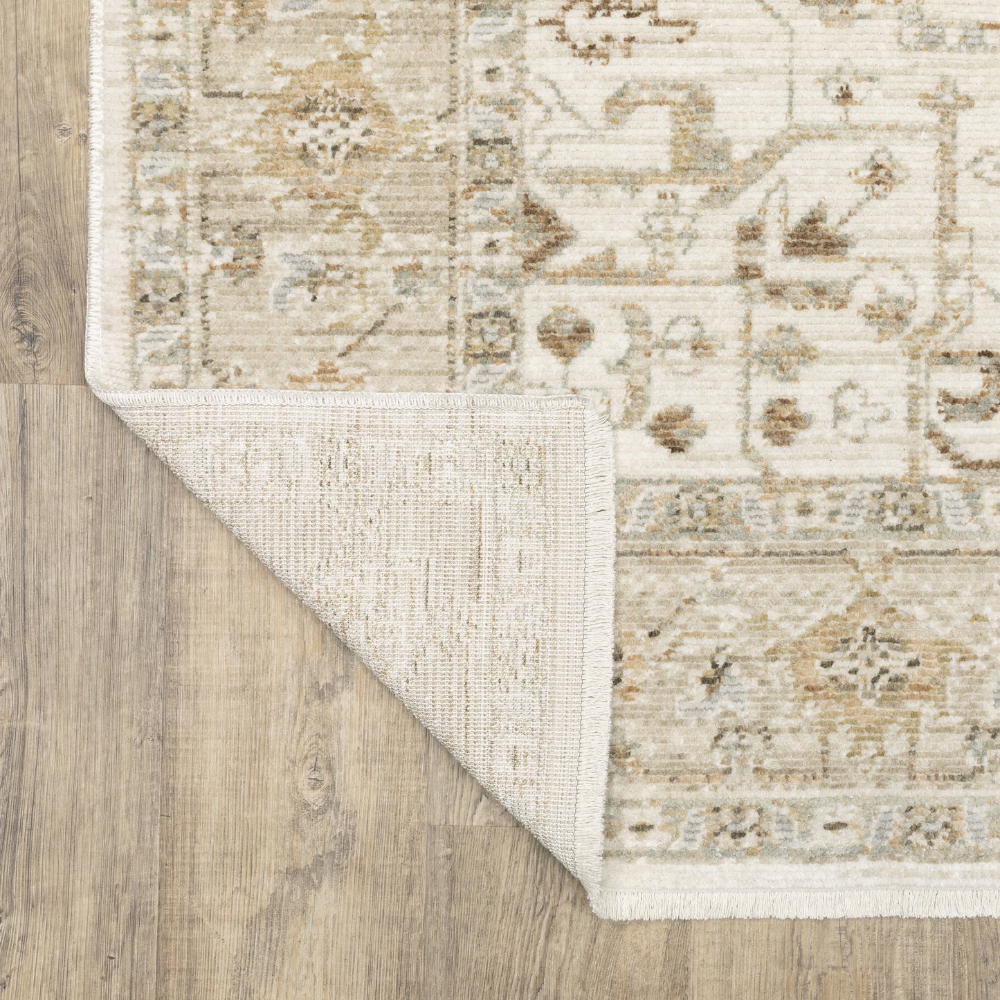 Lola Medallion Beige/ Gold Floral Cut Pile Rug