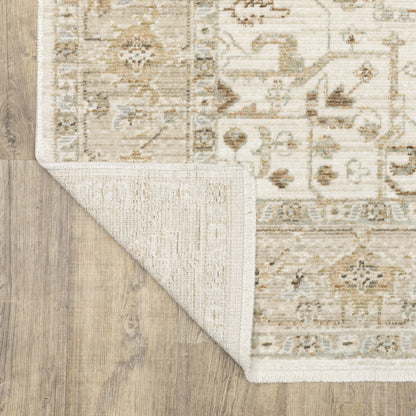 Lola Medallion Beige/ Gold Floral Cut Pile Rug