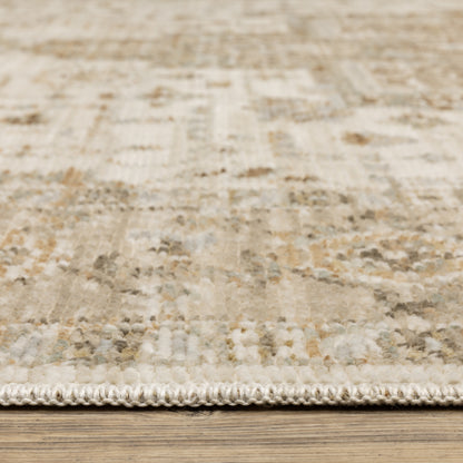 Lola Medallion Beige/ Gold Floral Cut Pile Rug