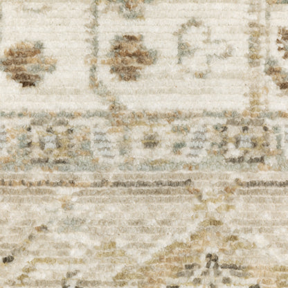 Lola Medallion Beige/ Gold Floral Cut Pile Rug