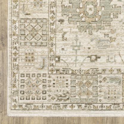 Lola Floral Gold/ Blue Oriental Cut Pile Rug