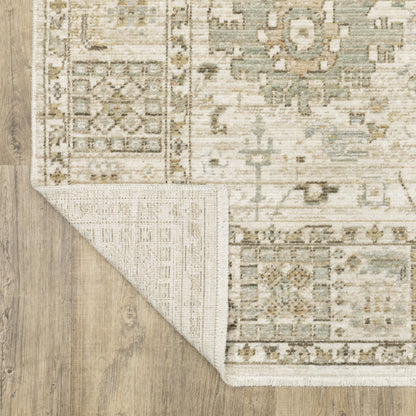 Lola Floral Gold/ Blue Oriental Cut Pile Rug