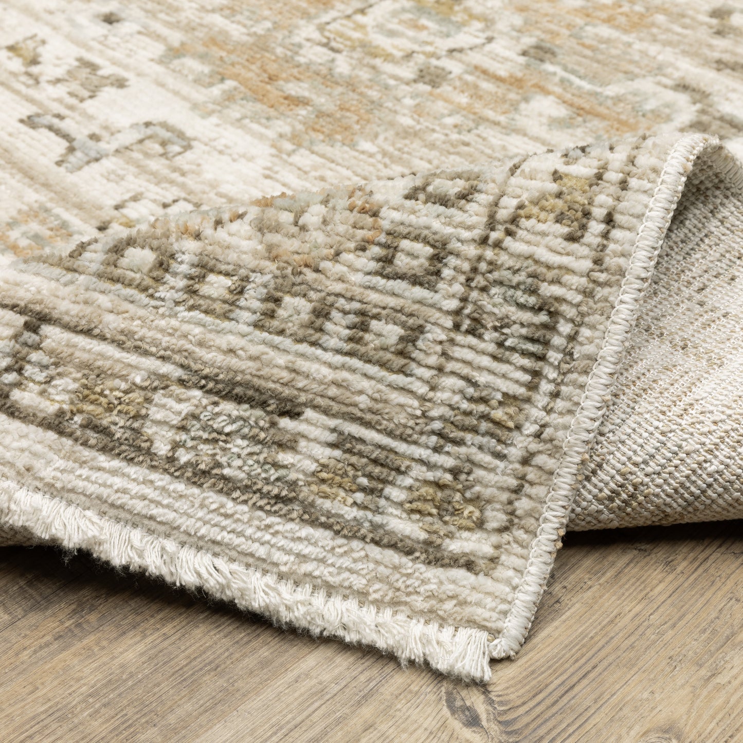 Lola Floral Gold/ Blue Oriental Cut Pile Rug
