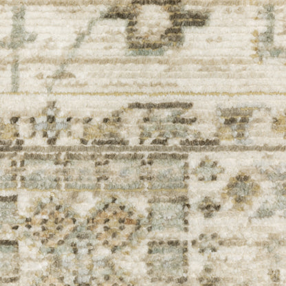 Lola Floral Gold/ Blue Oriental Cut Pile Rug