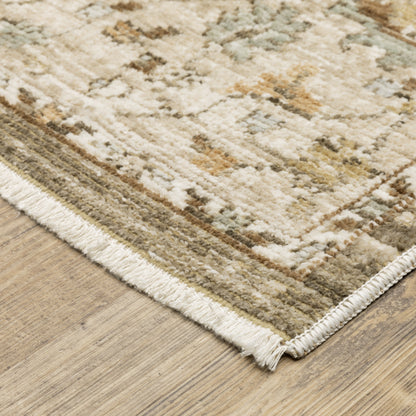 Lola Floral Brown/ Blue Oriental Cut Pile Rug